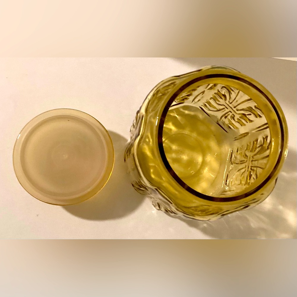 VTG LE Smith Imperial Atterbury Scroll Amber Glass Canister 9" - Picture 4 of 6